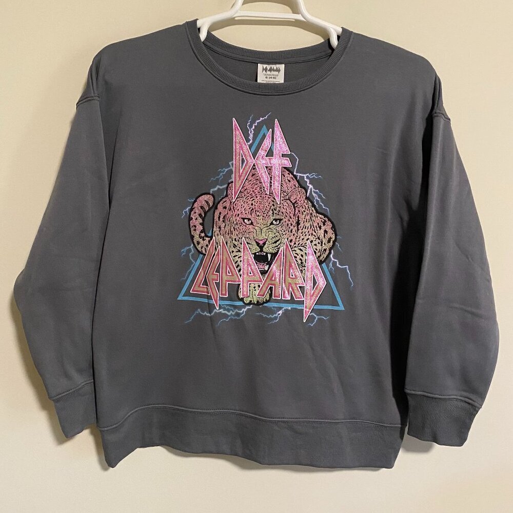 Def Leppard Metallic Pink/Gray Oversized Sweatshirt Size Small (4/6) - Picture 3 of 5